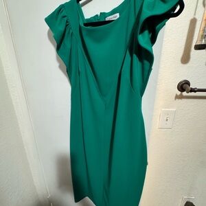 Calvin Klein Asymmetrical Green Dress
